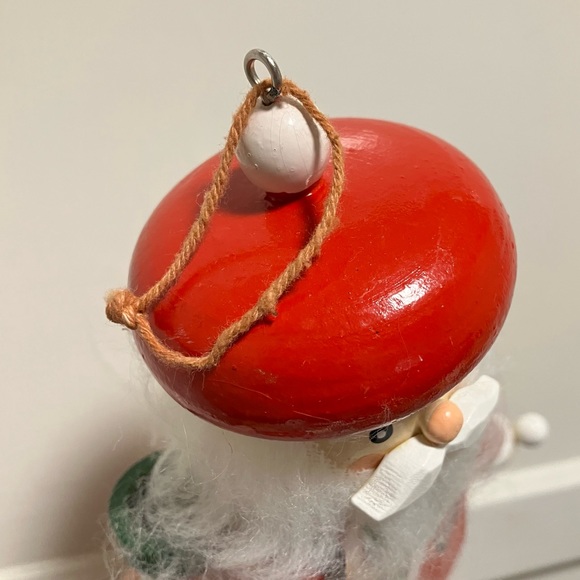 Vintage Wooden Pull String Golfer Santa Kitschy Large Christmas Ornament - Picture 10 of 11